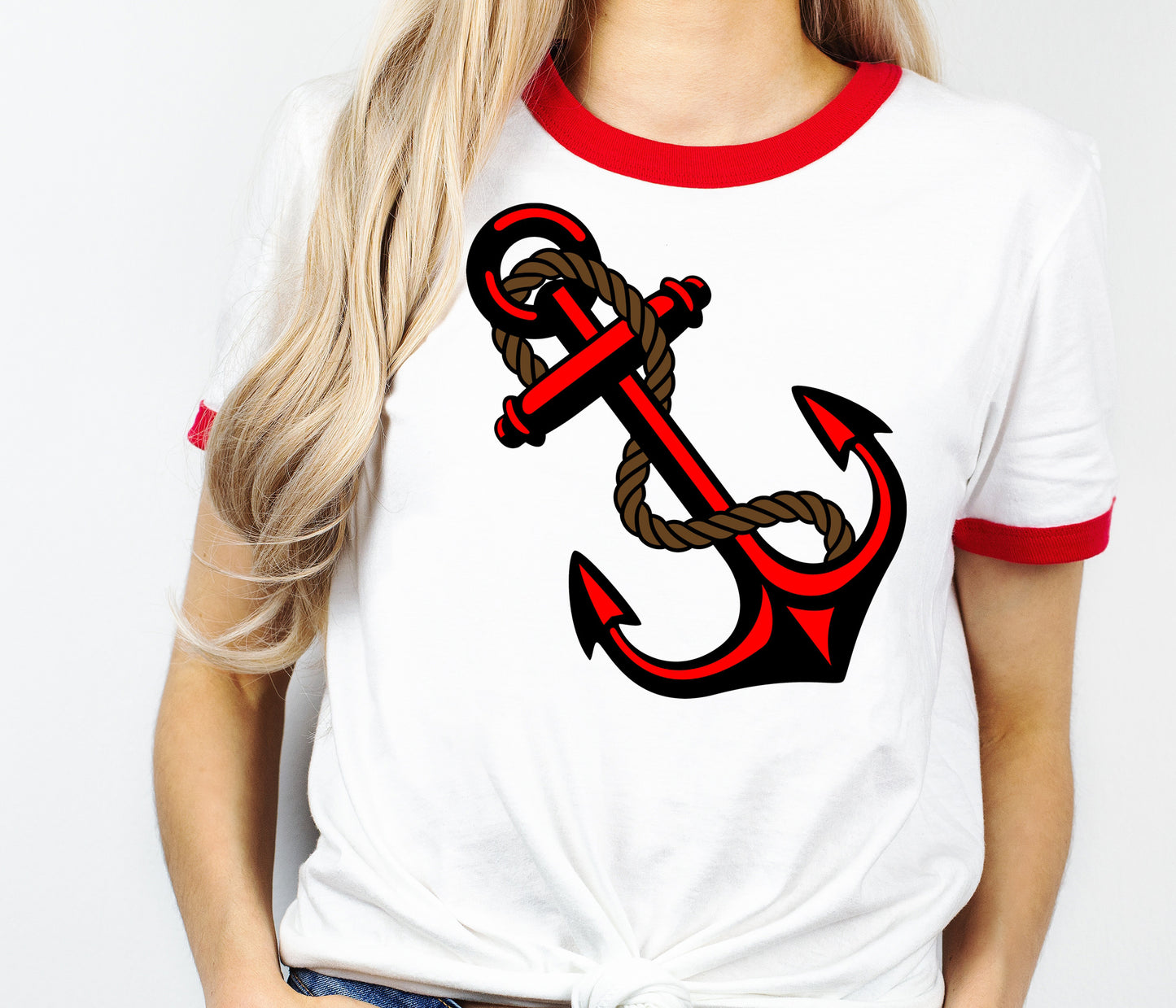 Anchors Away! Red and White Ringer T-Shirt