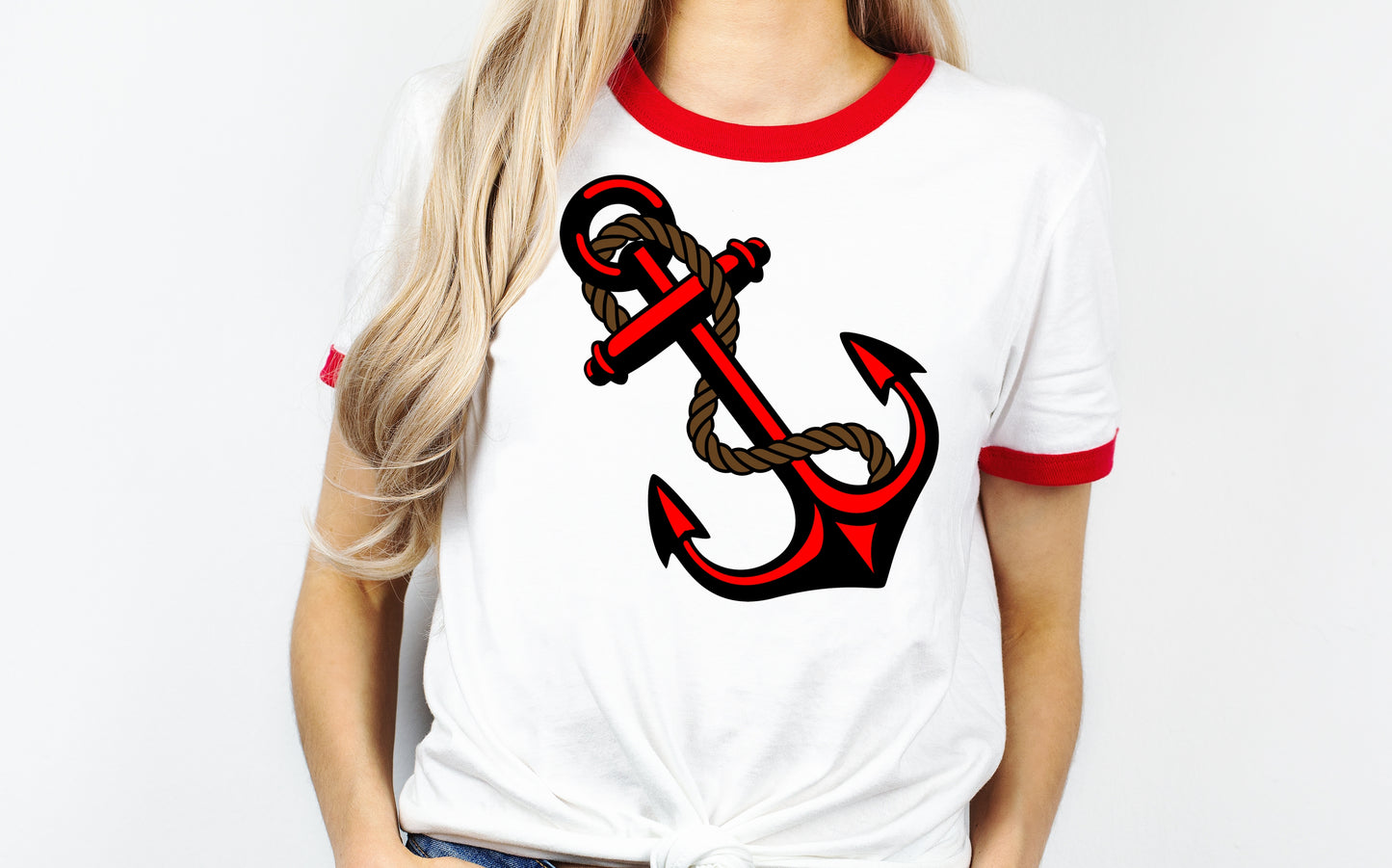 Anchors Away! Red and White Ringer T-Shirt