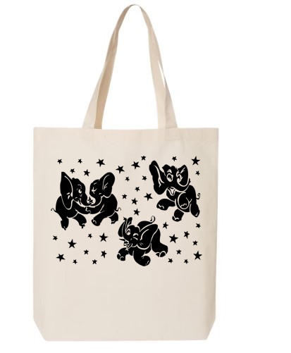 Black Dancing Elephants Carry-All Tote