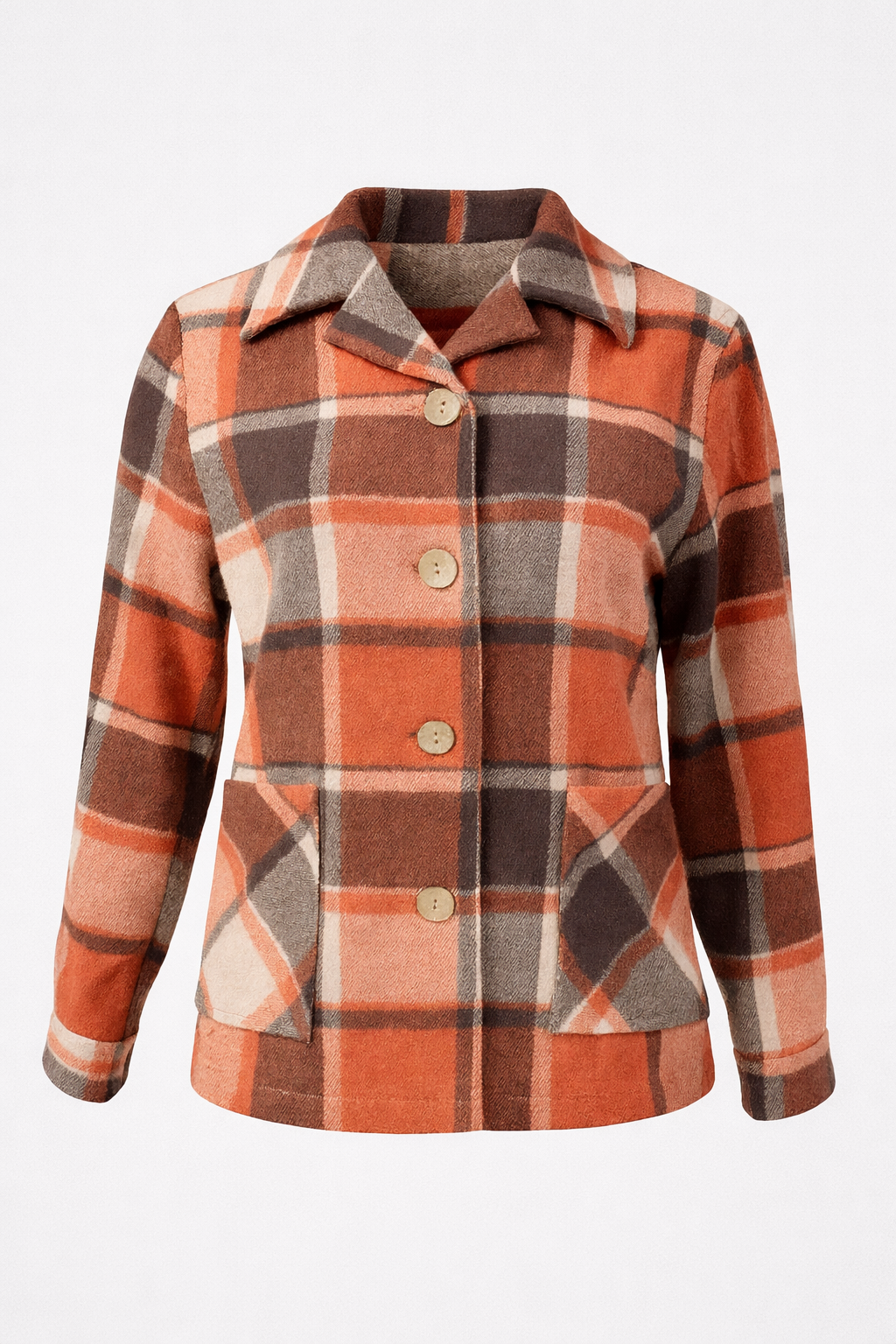 1940's Button Down Jacket-Orange/Tan