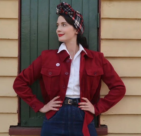1940's Ida Work Jacket-Cranberry