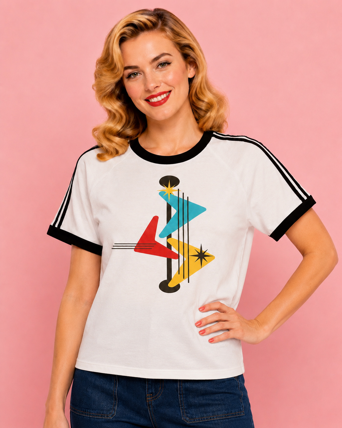 MCM Multi Arrow Starburst Athletic Raglan Tee