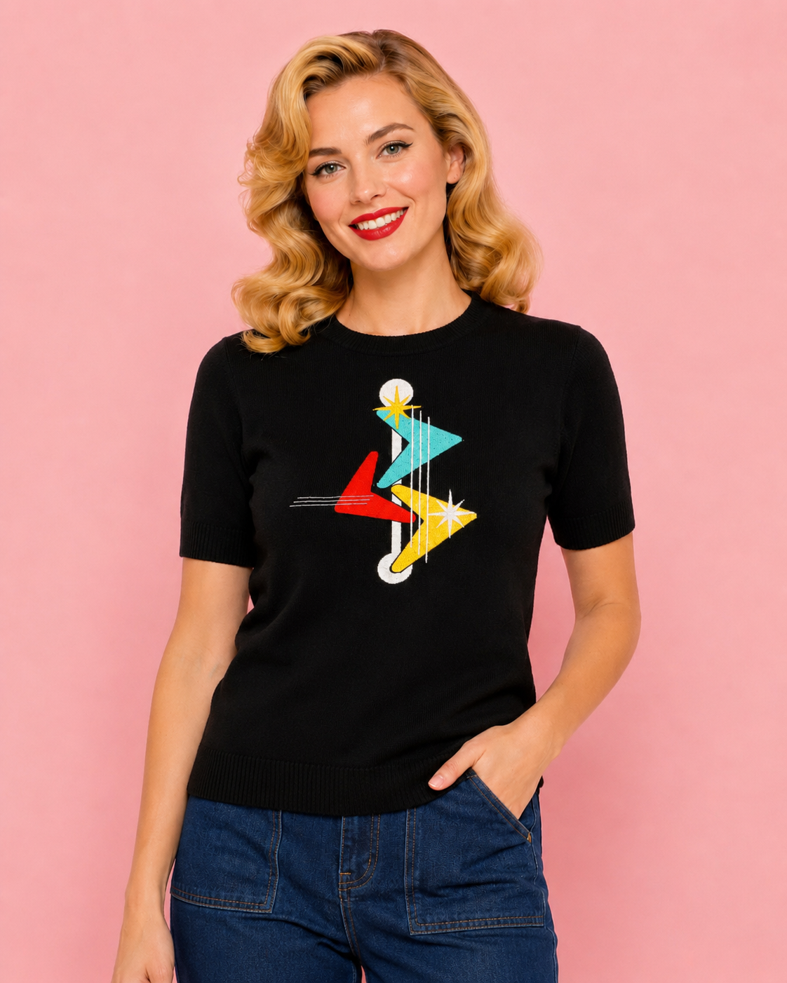 MCM Multi Arrow Starburst Black Sweater
