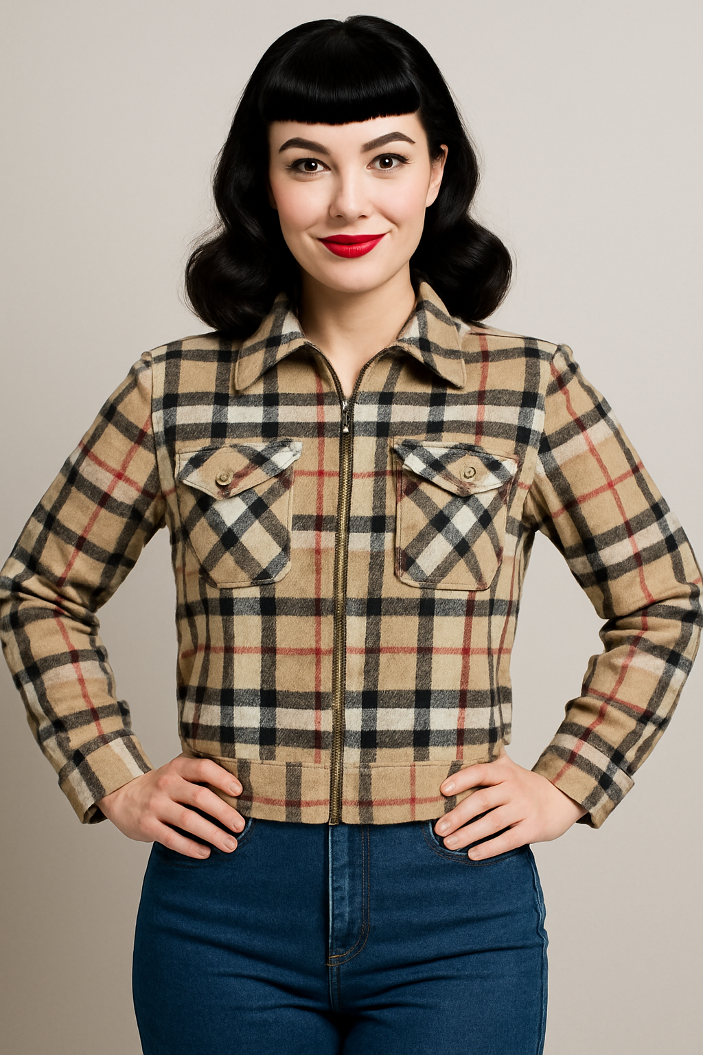 1950s Ricky Jacket - Tan/Black