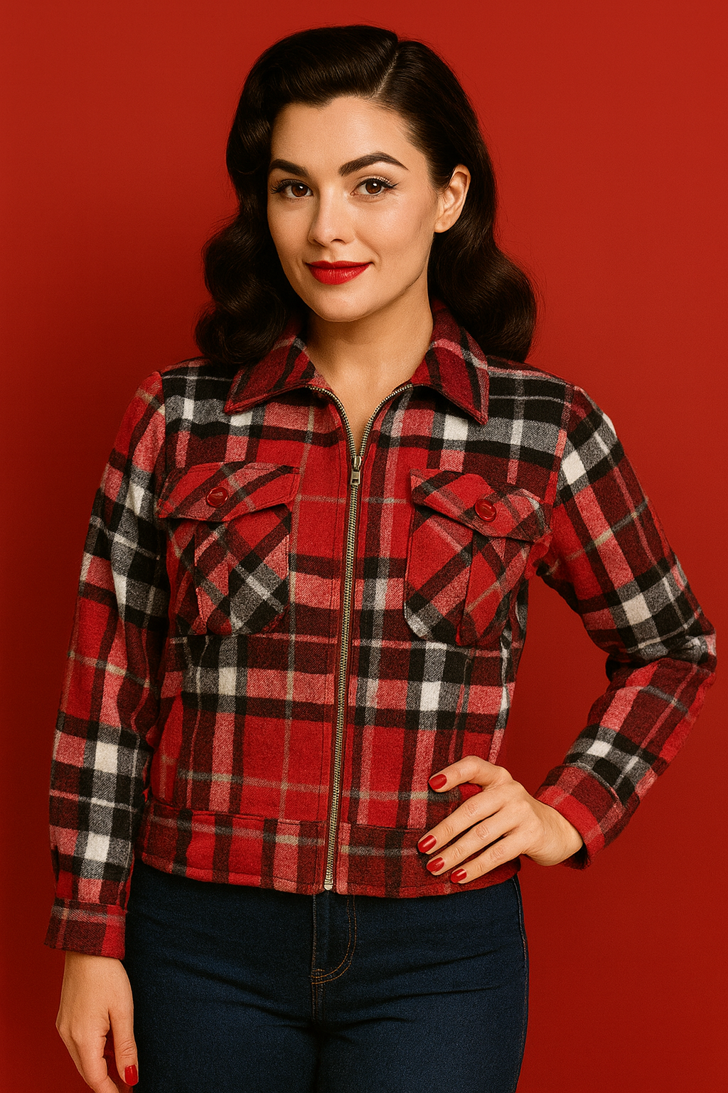 1950s Ricky Jacket - Red/Black