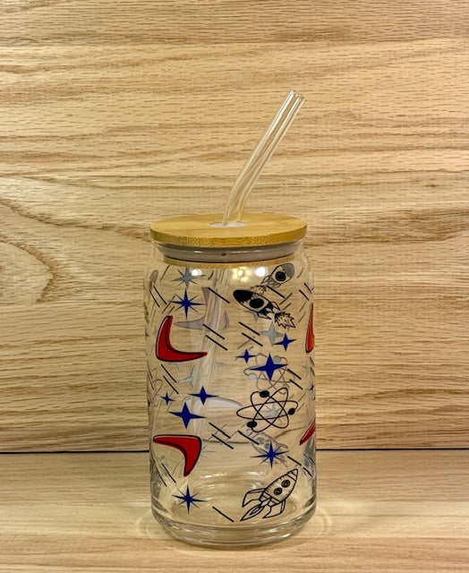 Blast Off Glass with Bamboo Lid and Straw