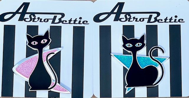 MCM Atomic Bettie Cat Arrow Enamel Pin