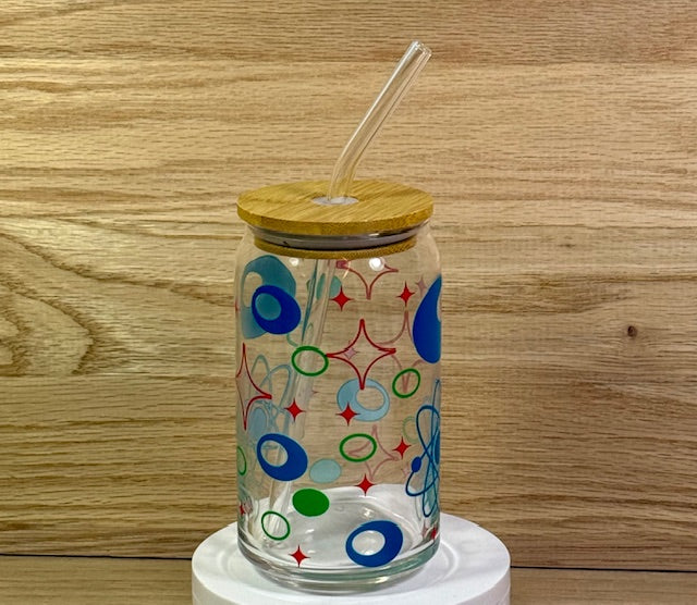 MCM Multi Atomic Glass with Bamboo Lid and Straw