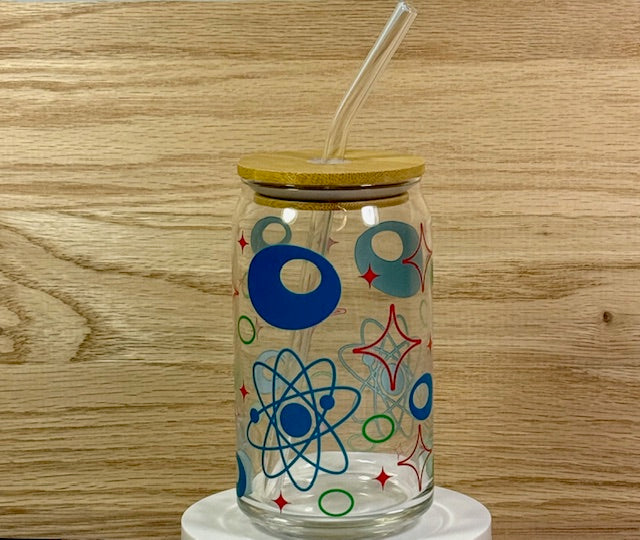 MCM Multi Atomic Glass with Bamboo Lid and Straw