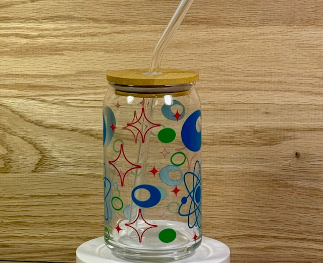 MCM Multi Atomic Glass with Bamboo Lid and Straw