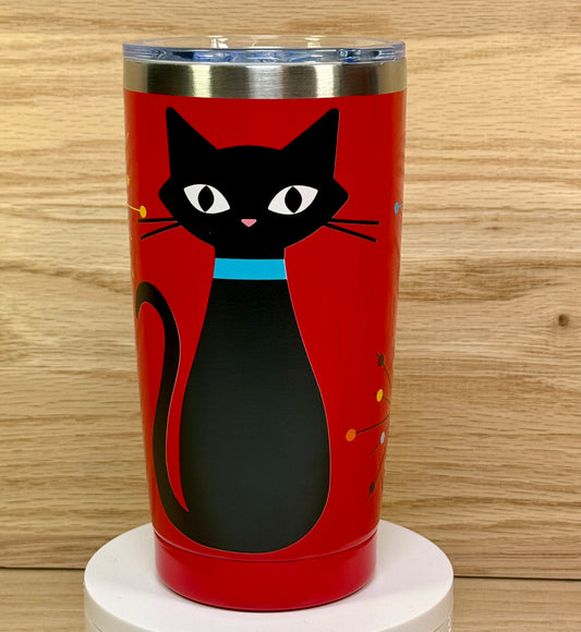 Atomic Bettie Cat 20oz Travel Mug Red