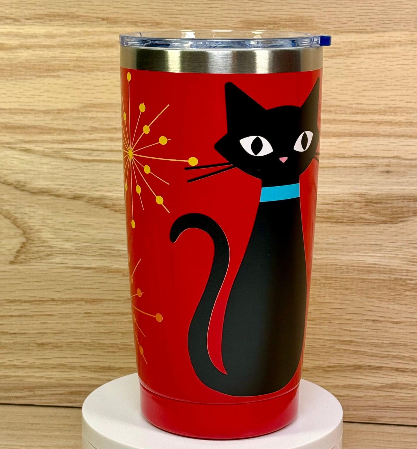 Atomic Bettie Cat 20oz Travel Mug Red