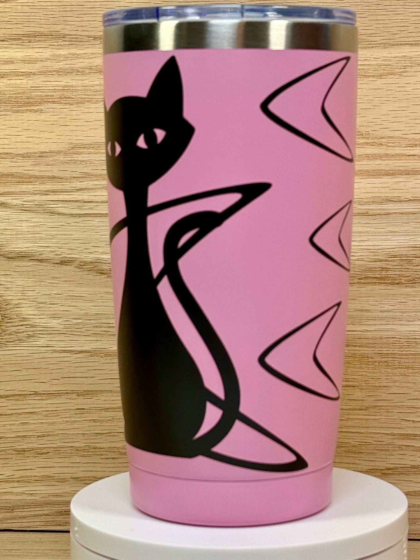 MCM Atomic Bettie Cat Boomerang 20oz Travel Mug - Pink