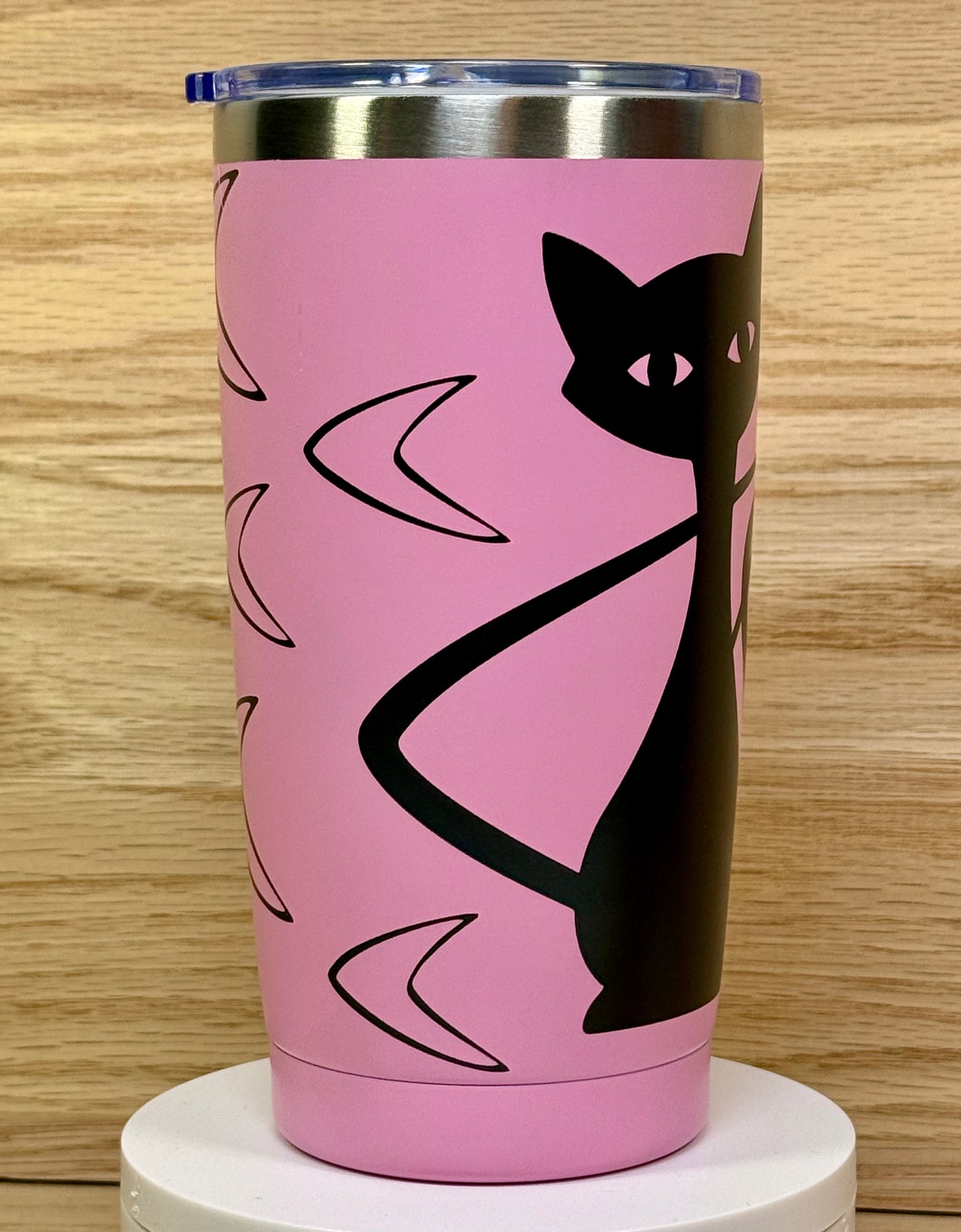MCM Atomic Bettie Cat Boomerang 20oz Travel Mug - Pink