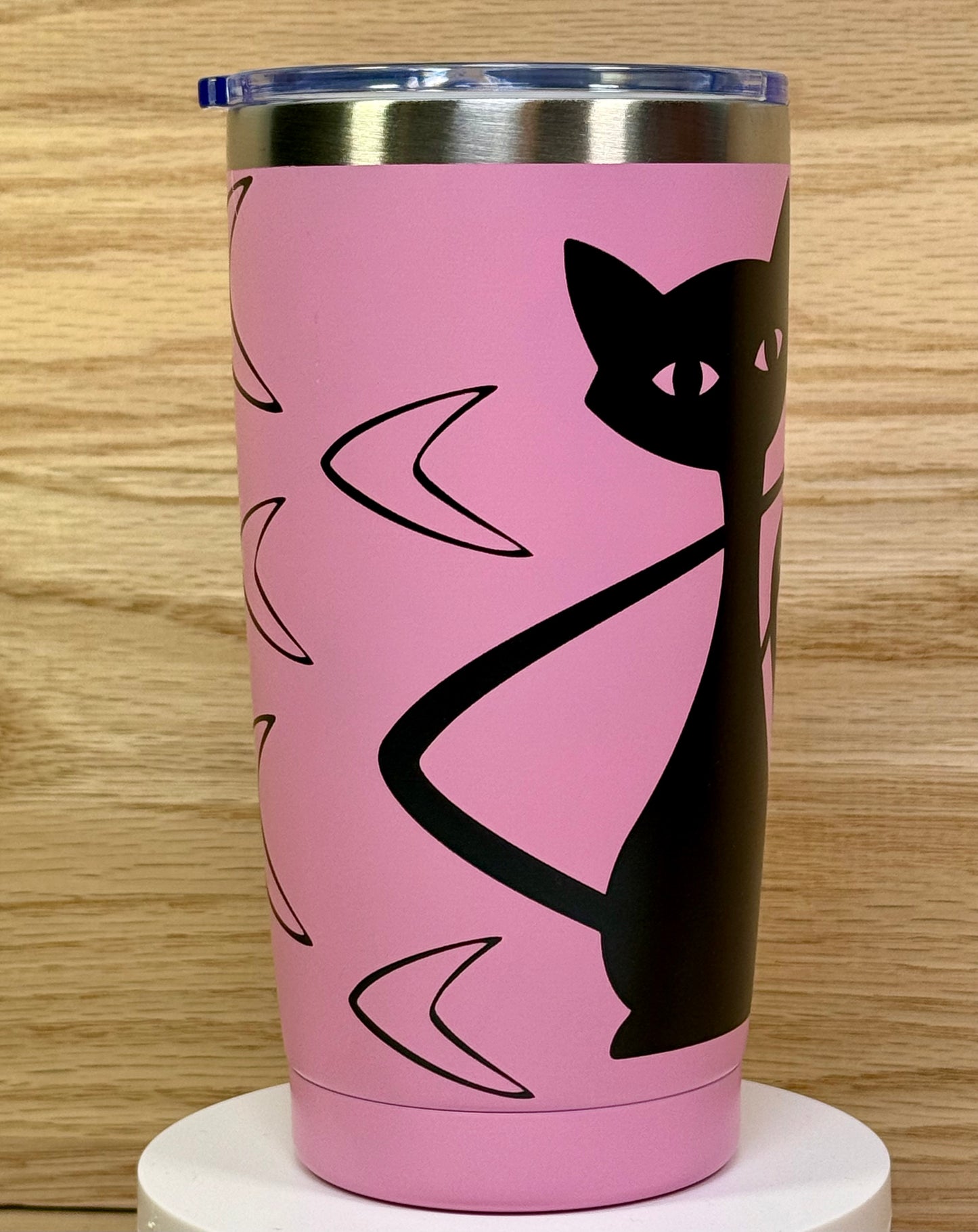MCM Atomic Bettie Cat Boomerang 20oz Travel Mug - Pink