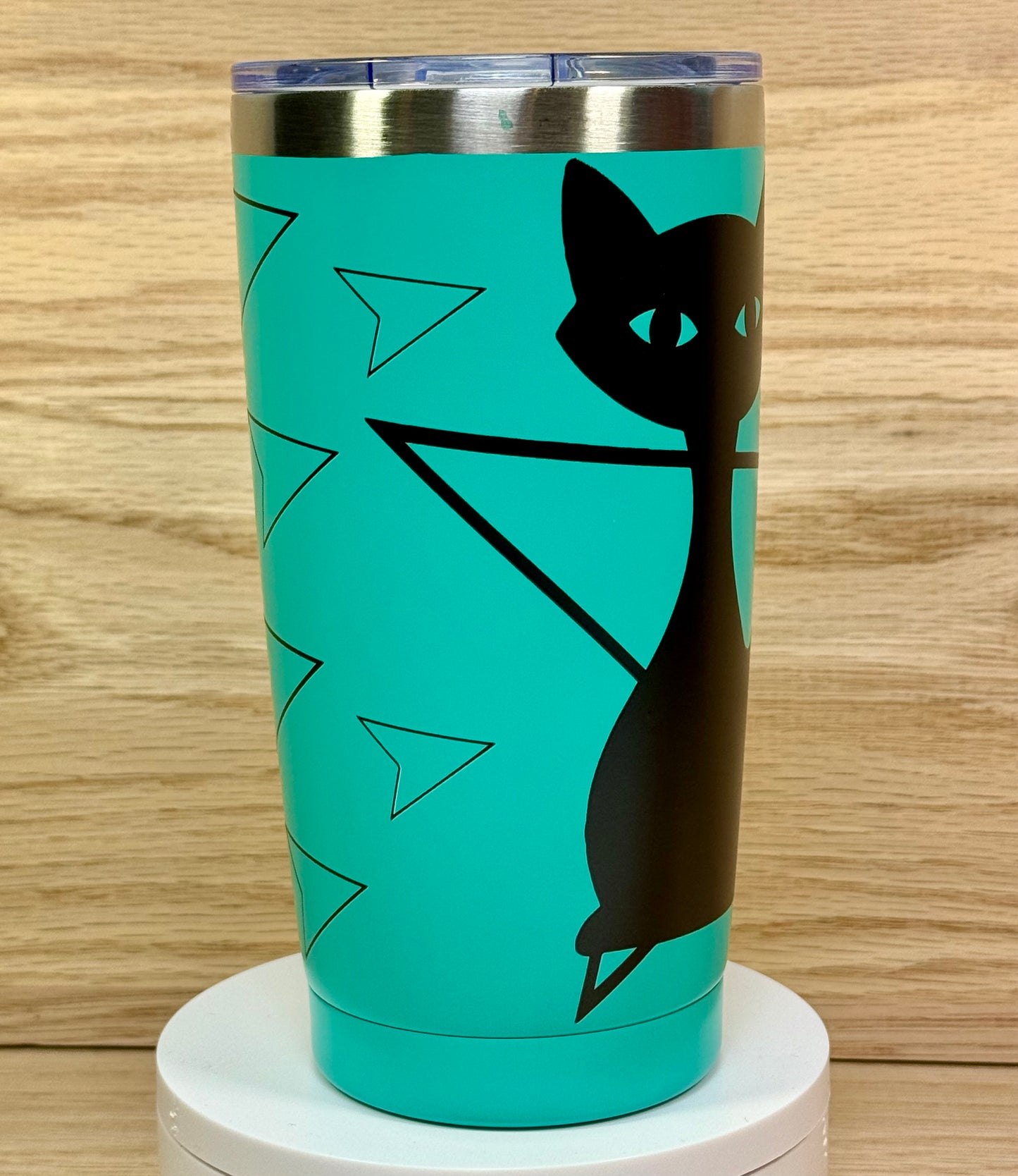 MCM Atomic Bettie Cat Arrow 20oz Travel Mug - Turquoise