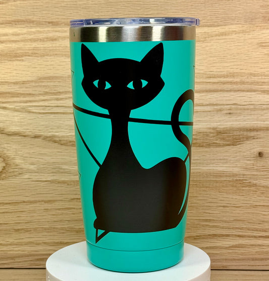 MCM Atomic Bettie Cat Arrow 20oz Travel Mug - Turquoise
