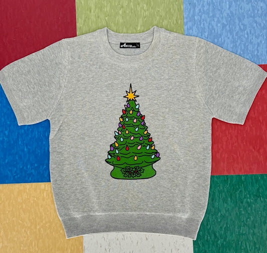 Kitschmas Green Ceramic Tree Grey Sweater