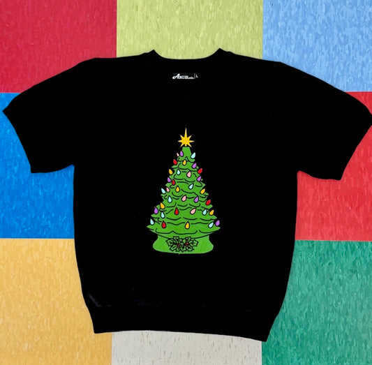 Kitschmas Green Ceramic Tree Black Sweater