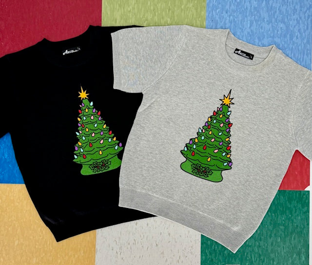 Kitschmas Green Ceramic Tree Grey Sweater