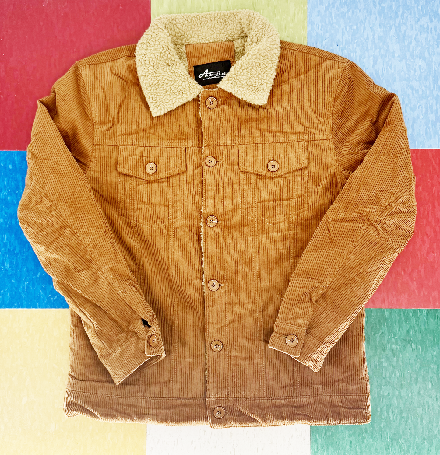 Fleece-Lined Corduroy Trucker Jacket - Brown