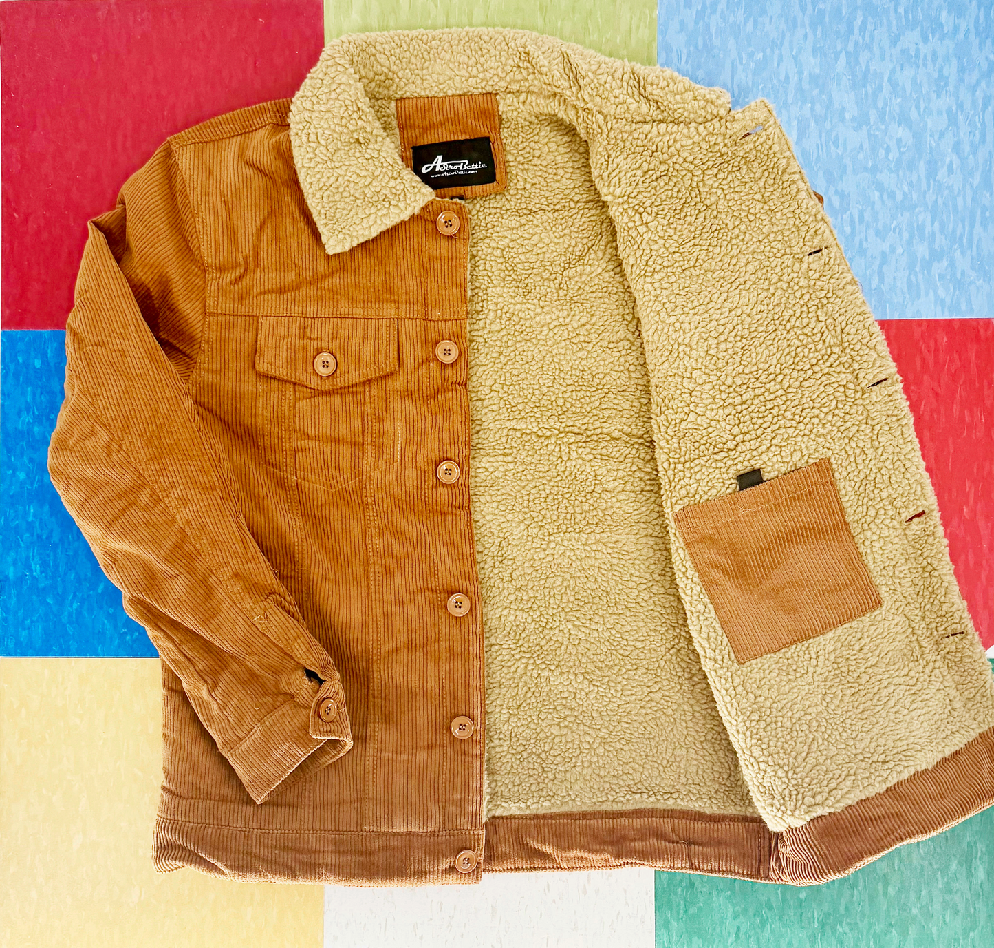 Fleece-Lined Corduroy Trucker Jacket - Brown