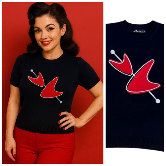 MCM Red Boomerang Black Sweater