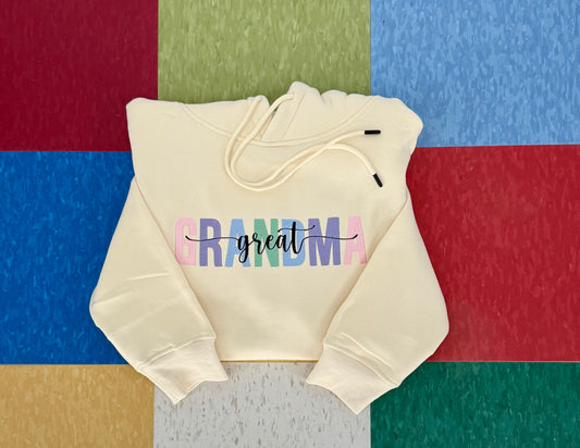 Great Grandma 2 Word Custom Cream Hoodie