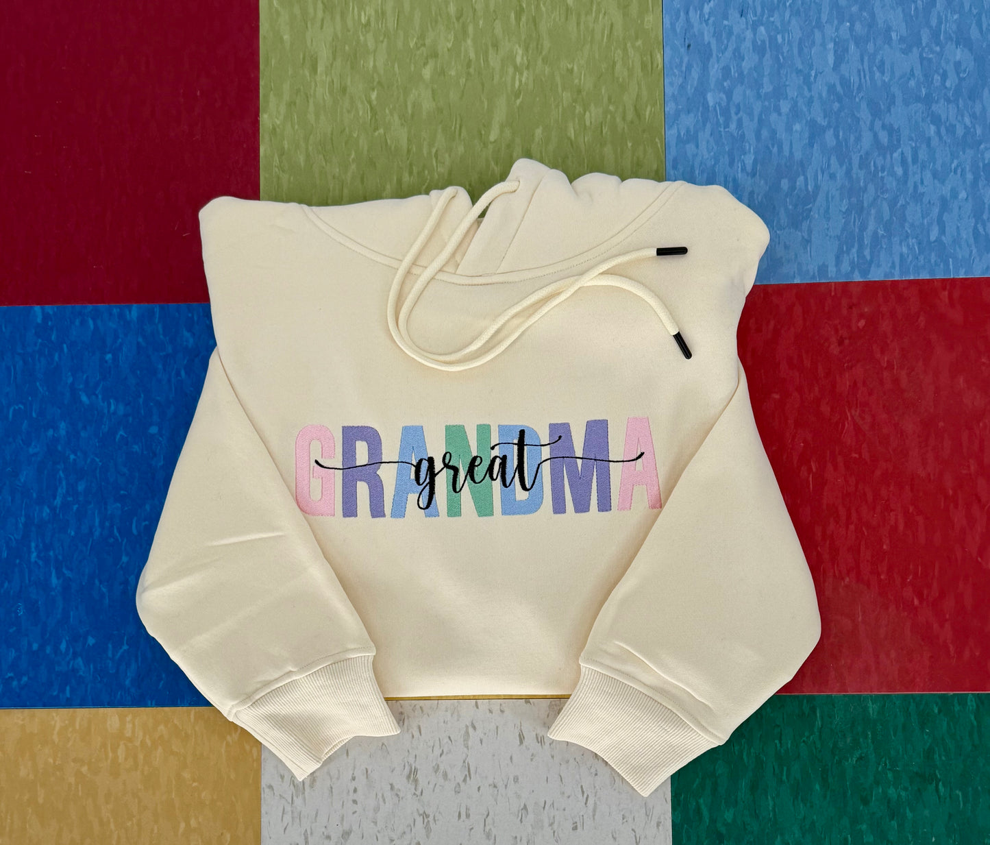 Great Grandma 2 Word Custom Cream Hoodie