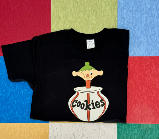 Holt Howard Pixieware Kitschy Cookie Black Tee