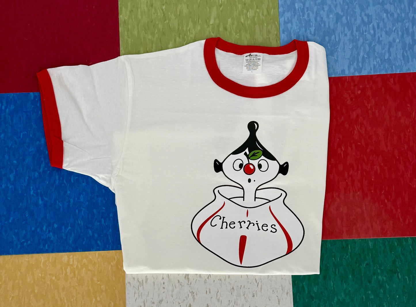 Holt Howard Pixieware Kitschy Cherry Red/White Ringer Tee