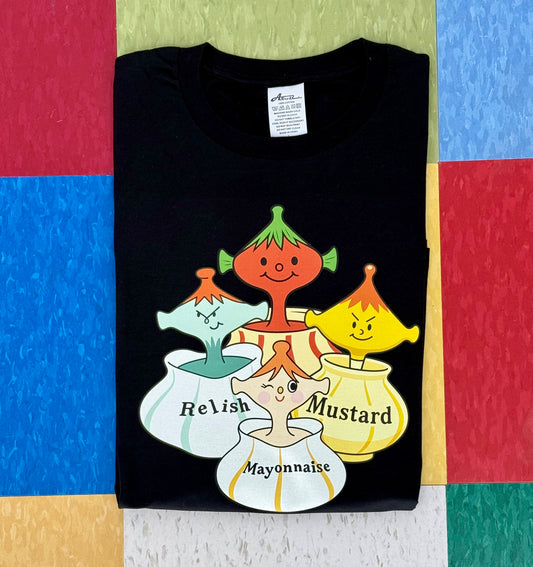 Holt Howard Pixieware Kitschy Condiment Black Tee