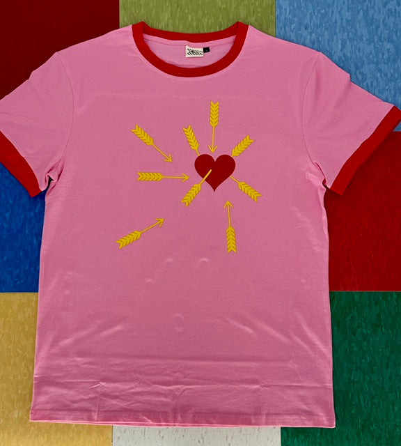 Carefree Pink/Red Ringer Tee