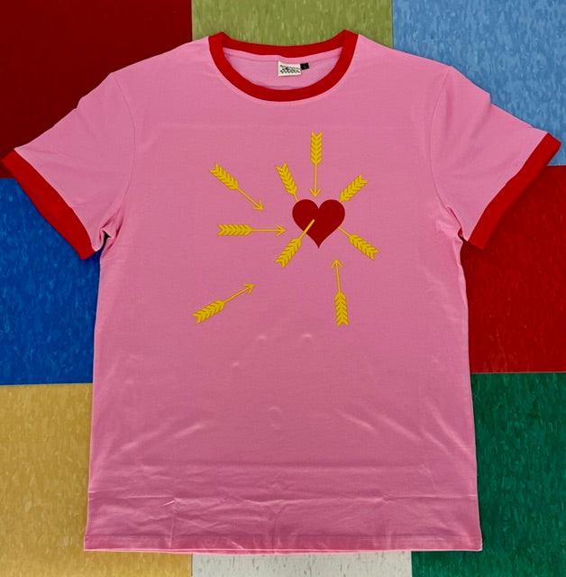 Carefree Pink/Red Ringer Tee