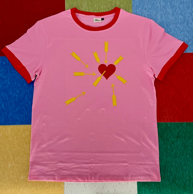 Carefree Pink/Red Ringer Tee