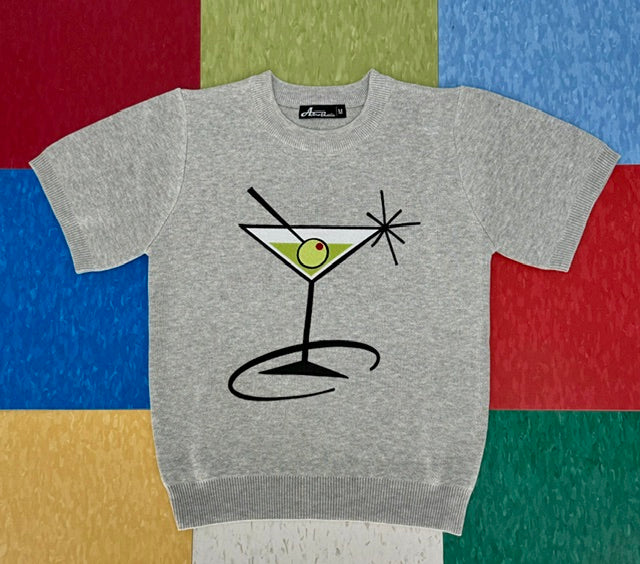 Retro Martini Time Grey Sweater