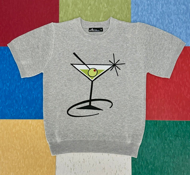 Retro Martini Time Grey Sweater
