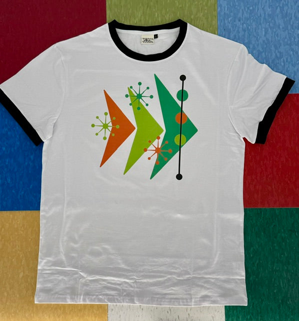 MCM Sputnik Arrow Black and White Ringer T-Shirt