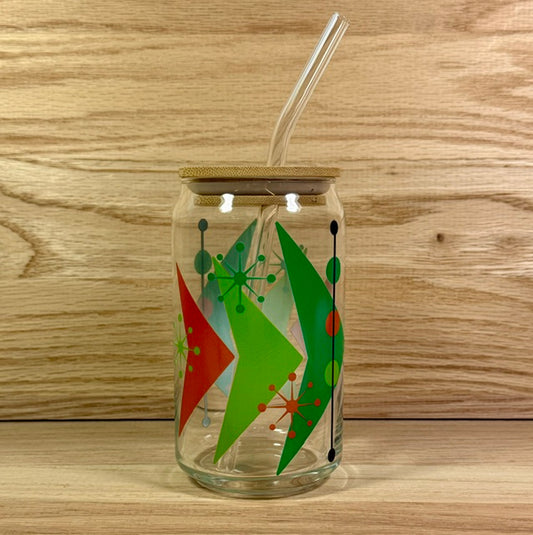 MCM Sputnik Arrow Glass with Bamboo Lid and Straw