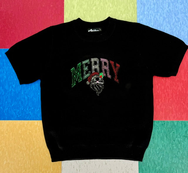 Merry Kitschmas Santa Black Sweater