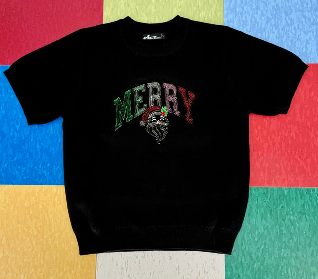 Merry Kitschmas Santa Black Sweater