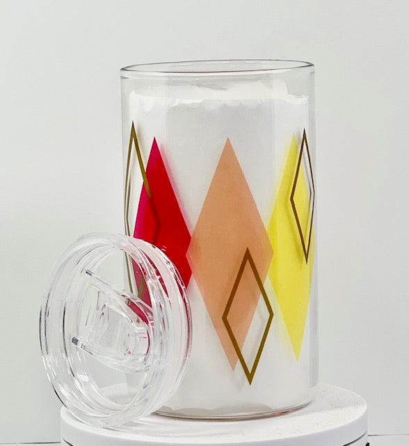 MCM Red StarBurst Glass with Drinking Lid and Straw