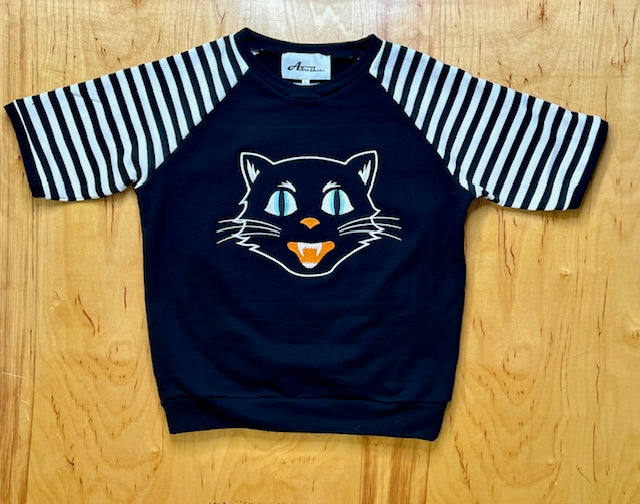 Bettie Cat Black Striped Pullover