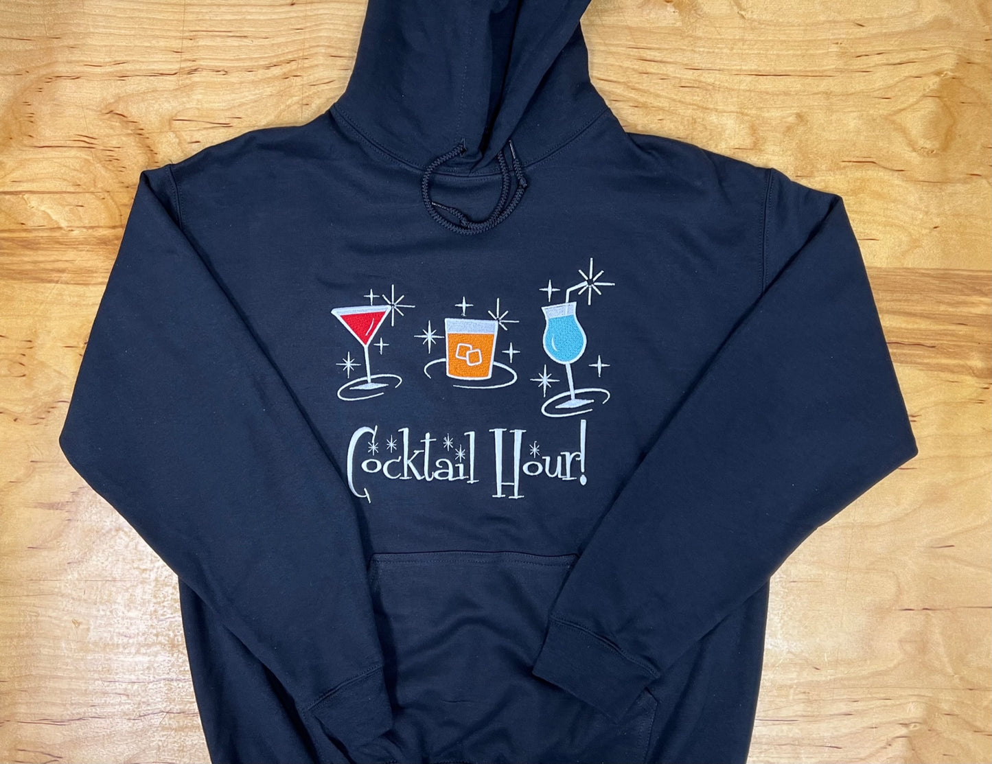 Retro Cocktail Hour Black Hoodie