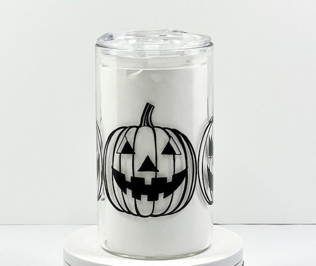 Jack-O-Lantern Trio Glass with Drinking Lid and Straw