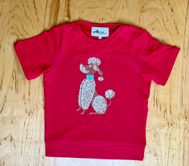 Retro Brown Poodle Red Pullover