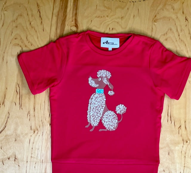Retro Brown Poodle Red Pullover