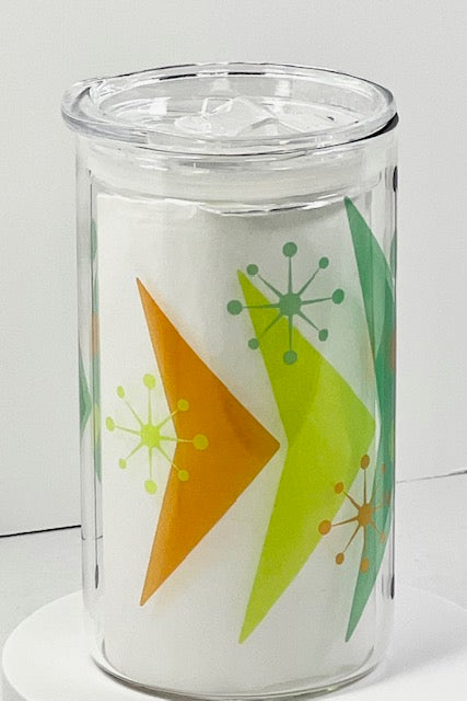 MCM Sputnik Arrow Glass with Drinking Lid and Straw