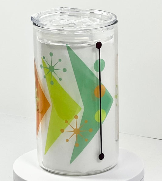 MCM Sputnik Arrow Glass with Drinking Lid and Straw
