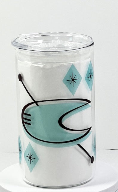 MCM Crescent Moon Glass with Drinking Lid and Straw